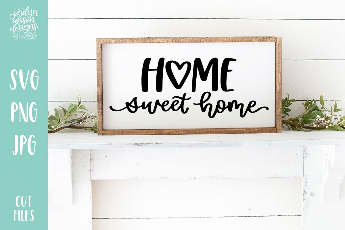 Home Sweet Home Heart, Hand Lettered SVG Cut File example image 1
