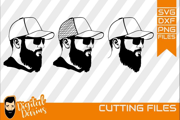 3x Beard man with cap svg, Man face SVG, Man svg, Long beard example image 1