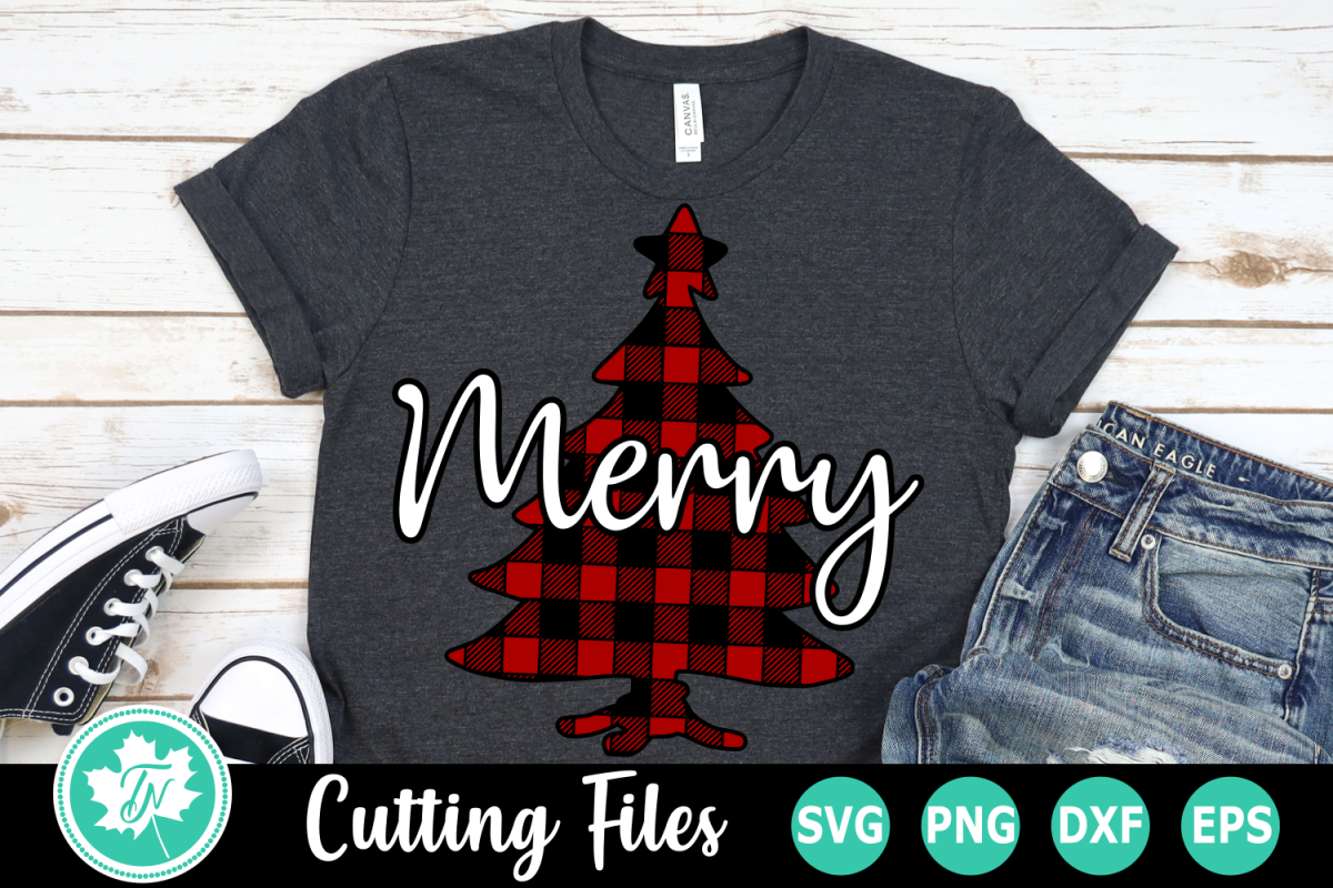 Merry Plaid Tree - A Christmas SVG Cut File example image 1