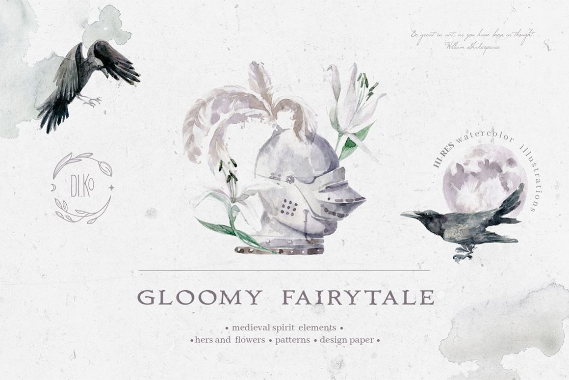 Gloomy fairytale graphic collection. example image 1