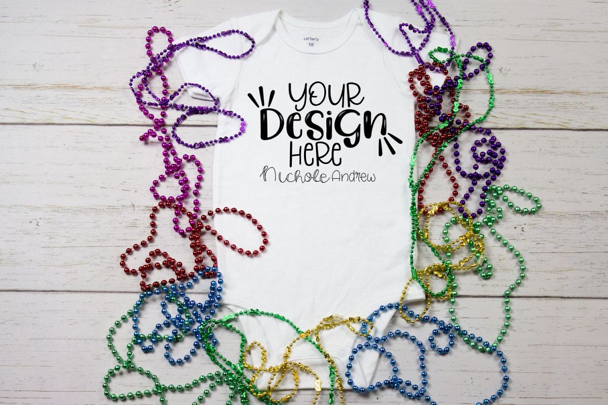 Mardi Gras Infant Bodysuit Mock-Up example image 1