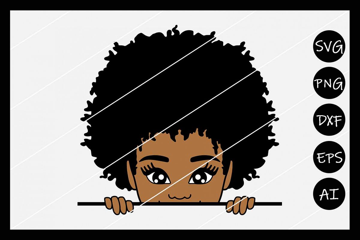 African American Afro Girl Puff SVG, Silhouette Cameo, Cut example image 1