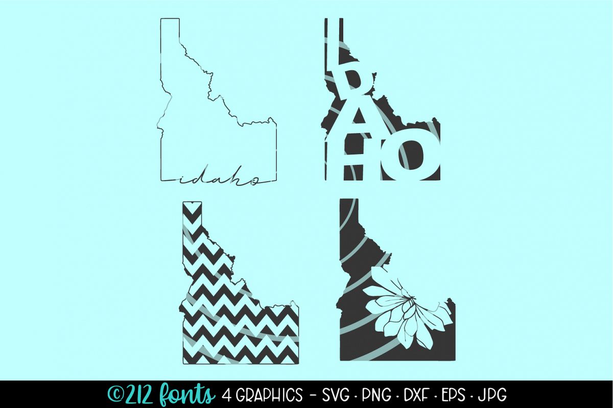4 - Idaho State Map Graphics Cut File DXF PNG JPG SVG EPS example image 1