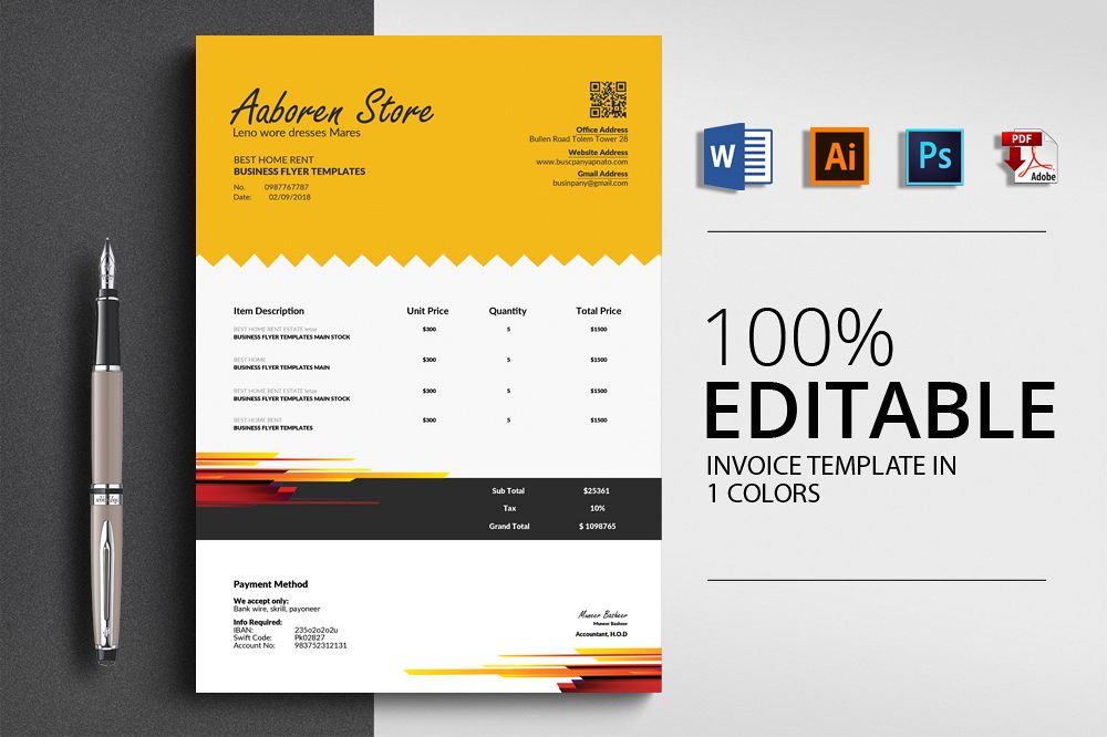 Professional Invoice Template example image 1