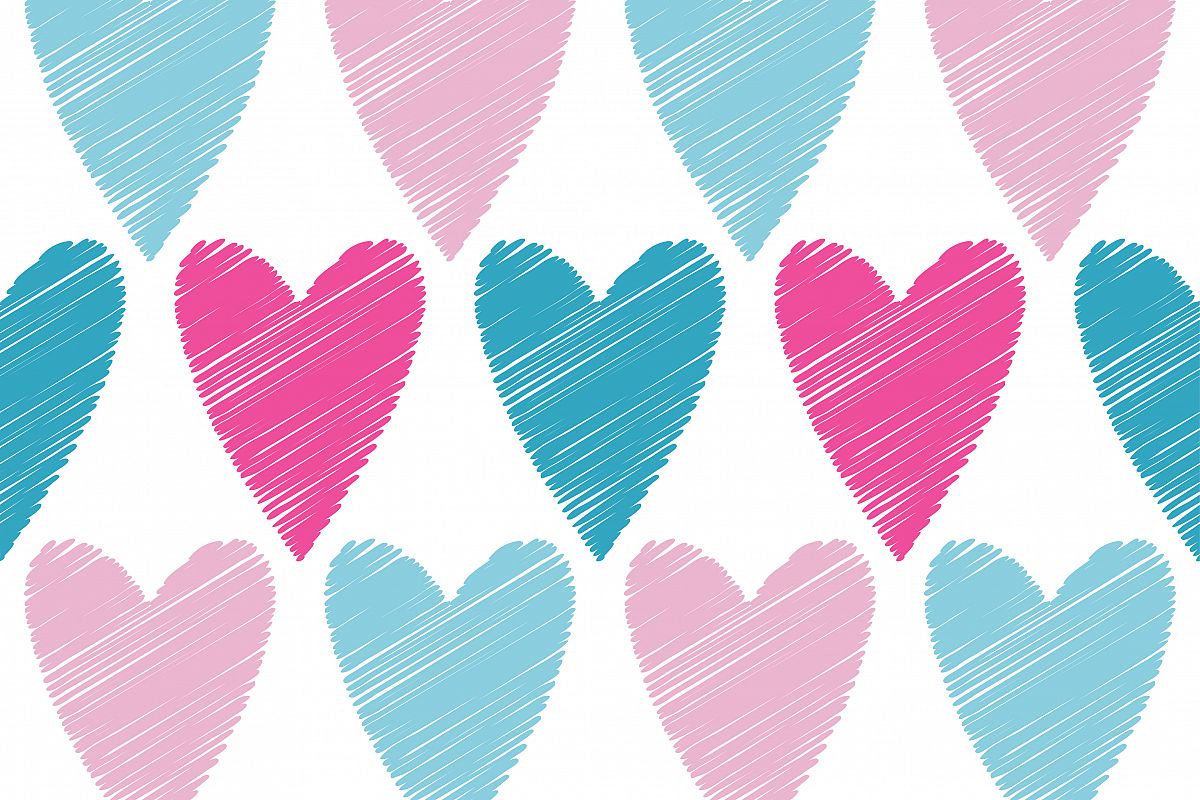 Seamless vector background with decorative hearts. Valentine's day. example image 1
