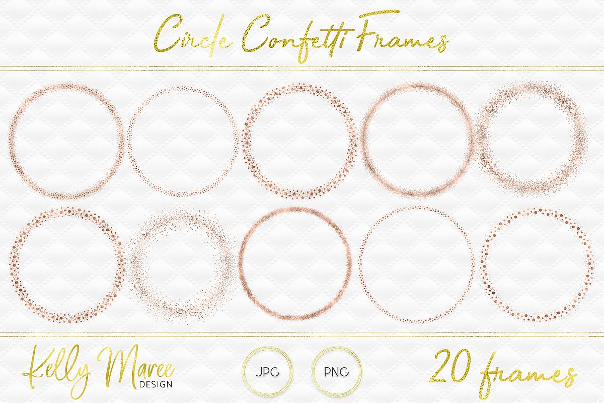 Rose Gold Circle Confetti Frames Rose Gold Circle Confetti Frames Example Image 1