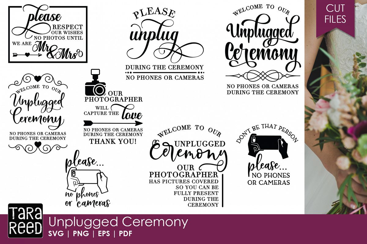 Download Unplugged Ceremony - Wedding SVG & Cut Files (194492) | Cut Files | Design Bundles