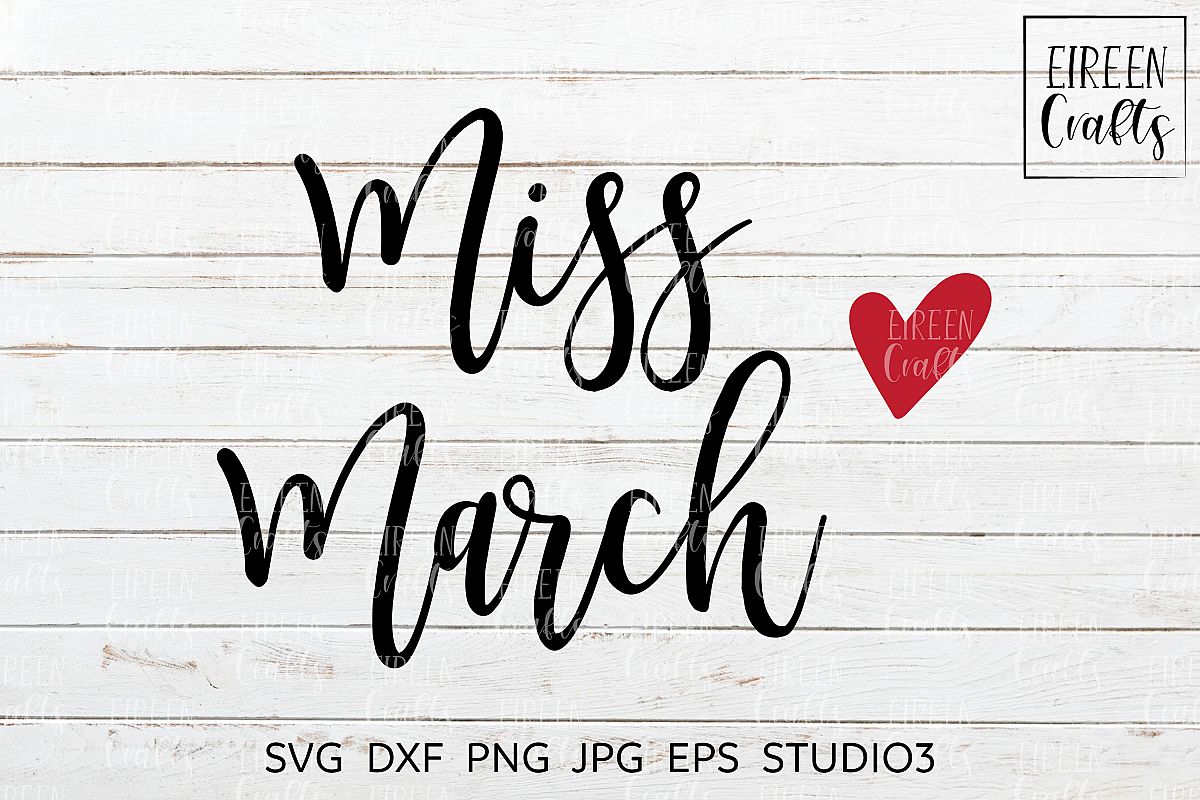 Miss March SVG - cut file for Cricut & Silhouette example image 1