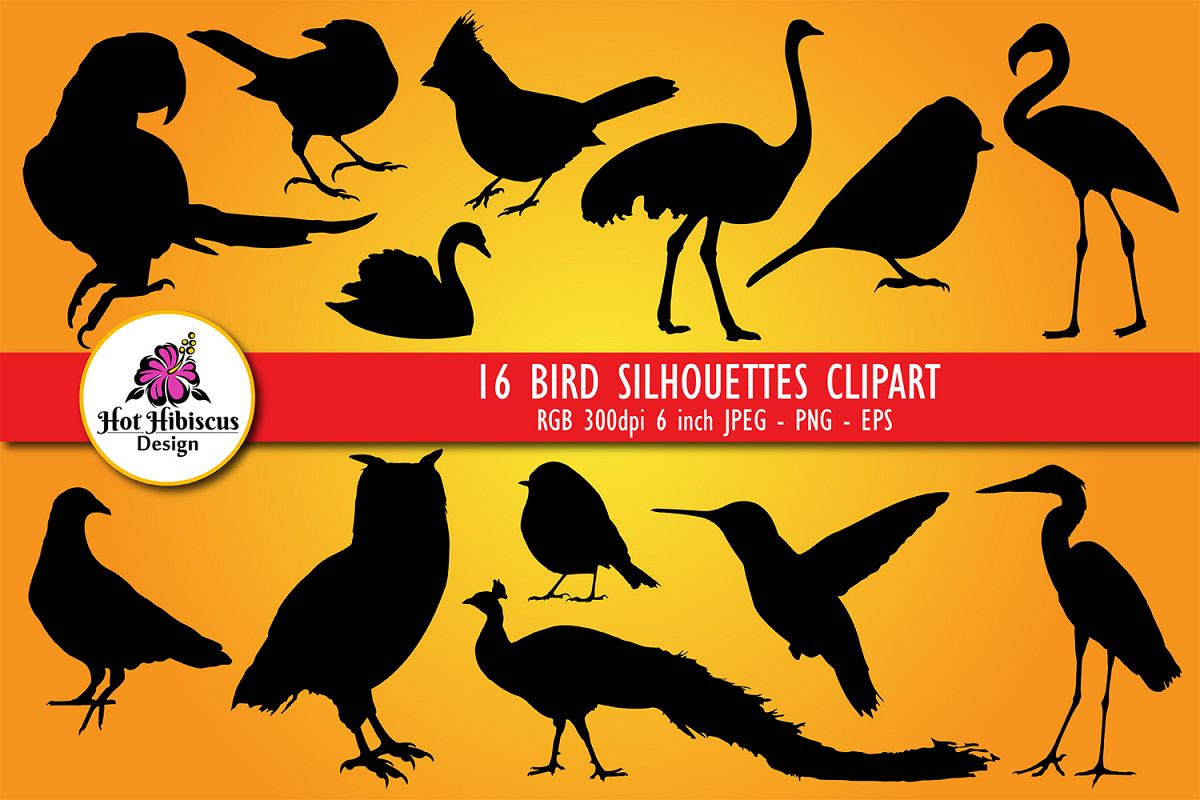 Birds Silhouettes Clipart Bundle example image 1