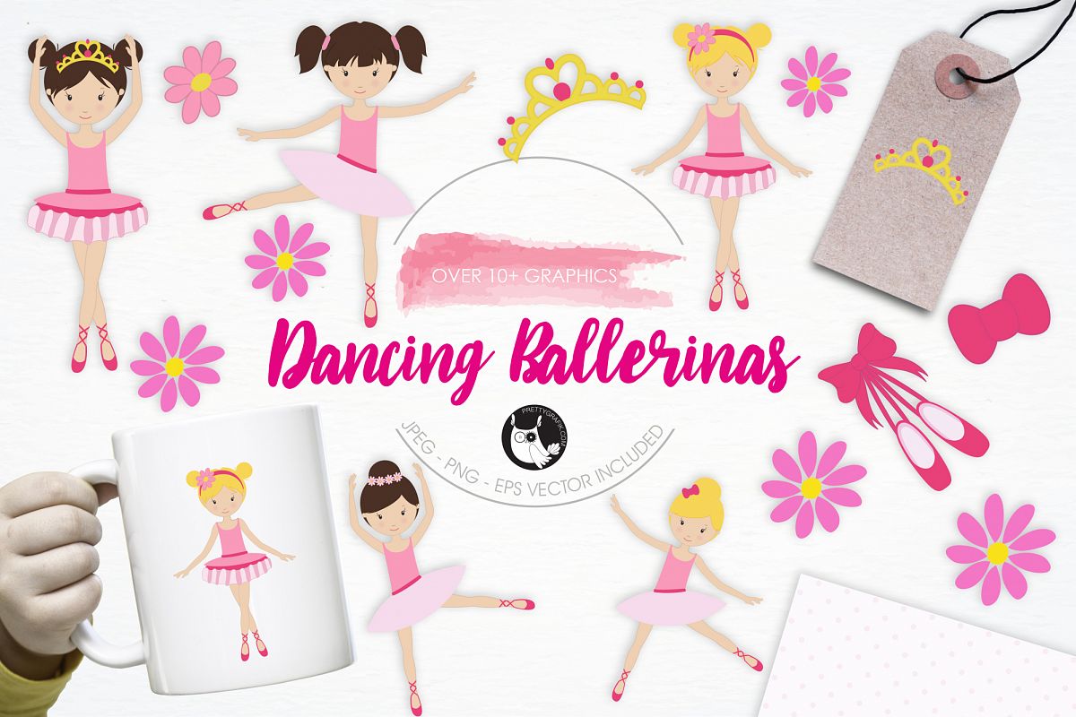 Dancing Ballerinas graphics and illustrations example image 1