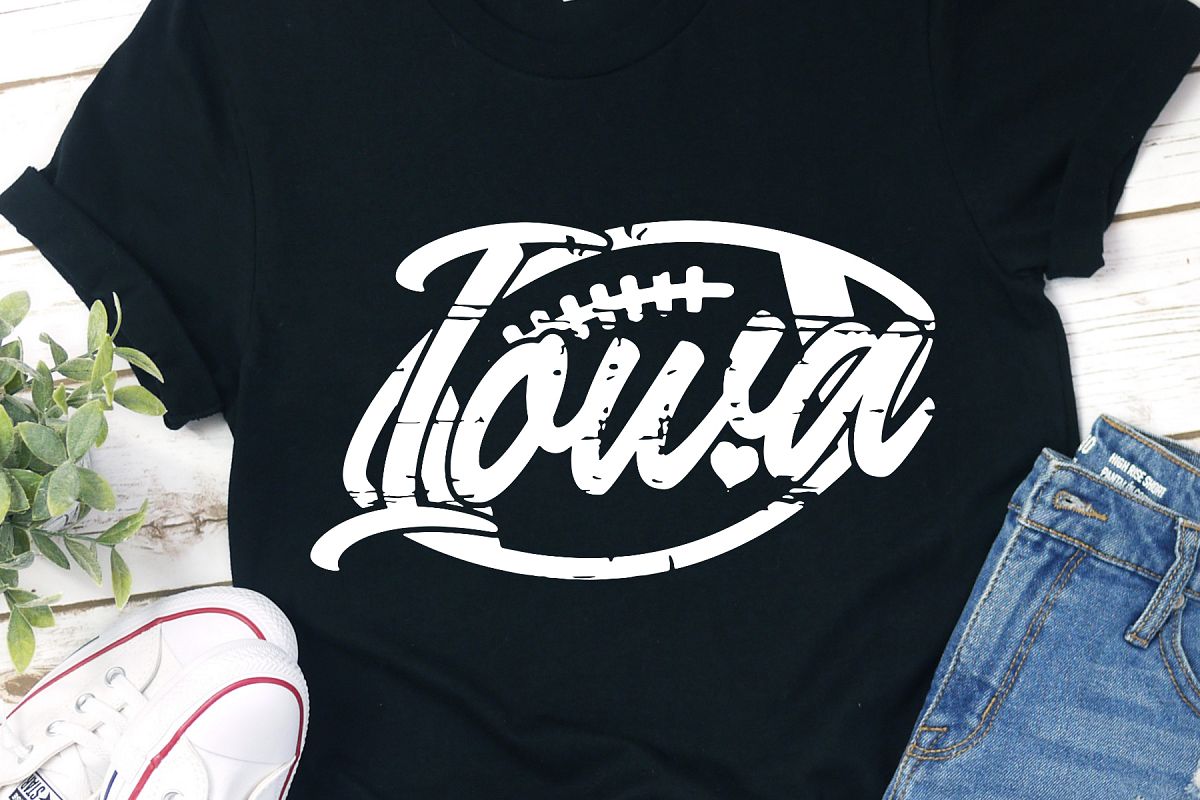 Iowa Football Grunge Distressed Football SVG example image 1