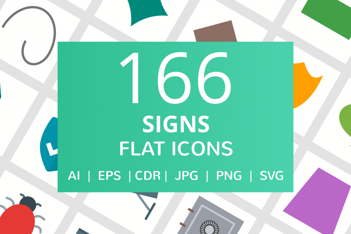 166 Sign Flat Icons example image 1