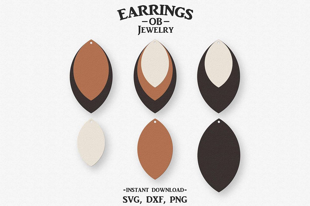 Earring Svg, Teardrop, Leaf, Stacked, Cut File example image 1
