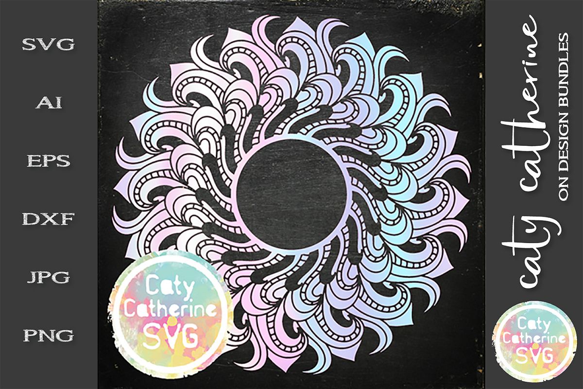Zentangle Sunshine Monogram Frame SVG Cut File example image 1