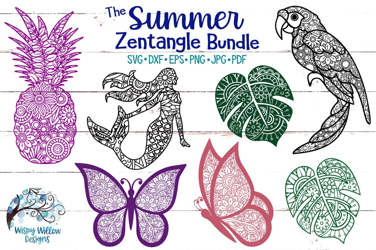 The Summer Zentangle SVG Bundle | Mermaid | Pineapple example image 1