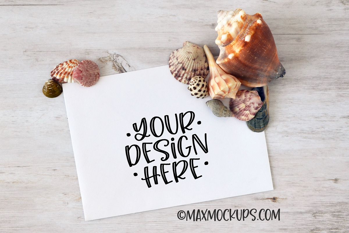 Envelope Mockup, with sea shells example image 1