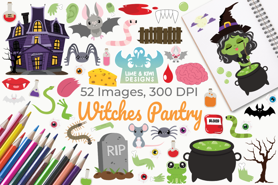 Witches Pantry Clipart, Instant Download Vector Art example image 1