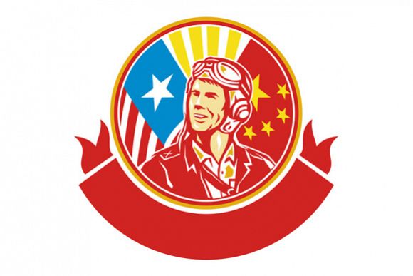 World War 2 Pilot USA China Flag Circle Retro example image 1