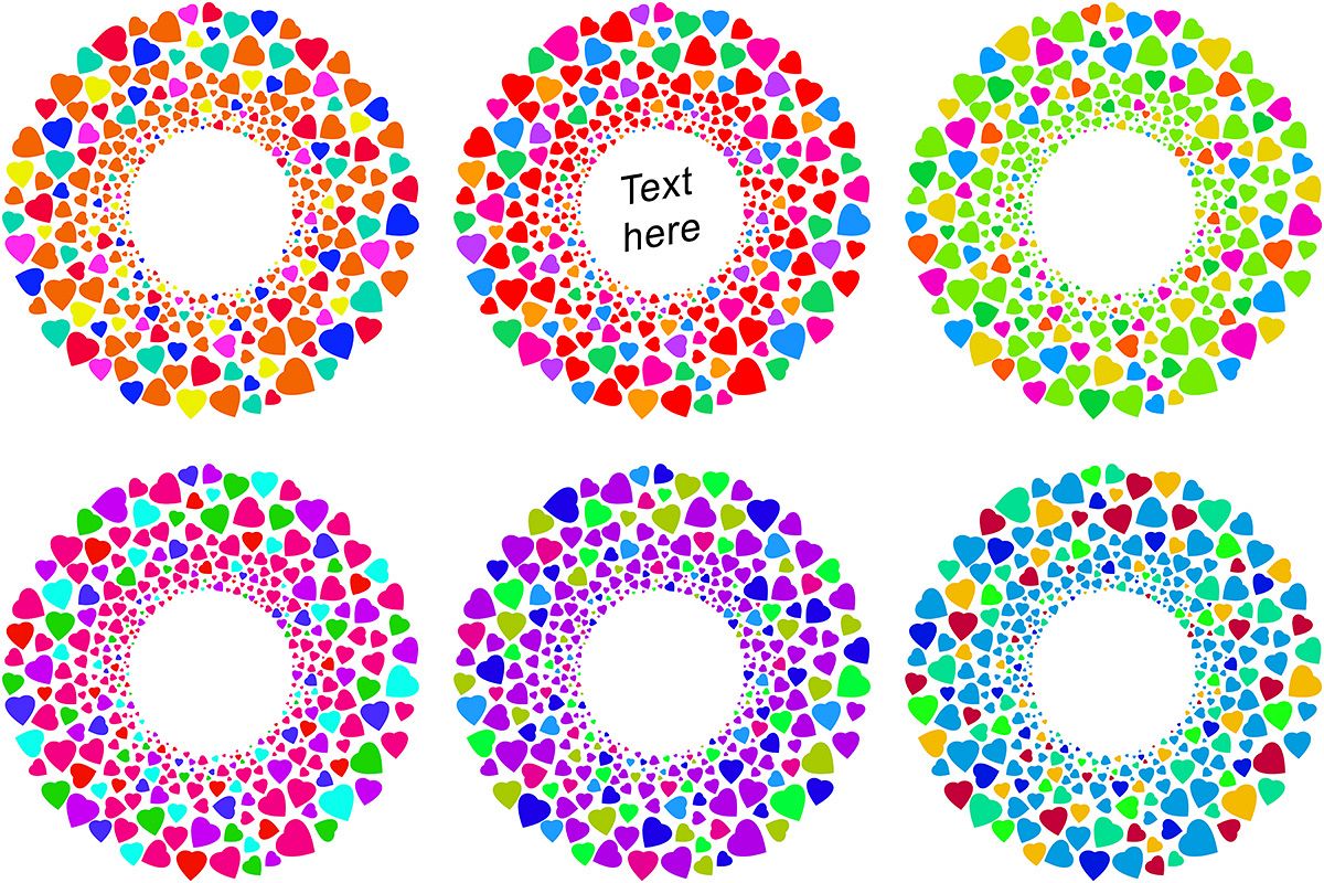 Vector Heart Love Sign Frame Valenitines Icon Banner Ring Circle Set example image 1