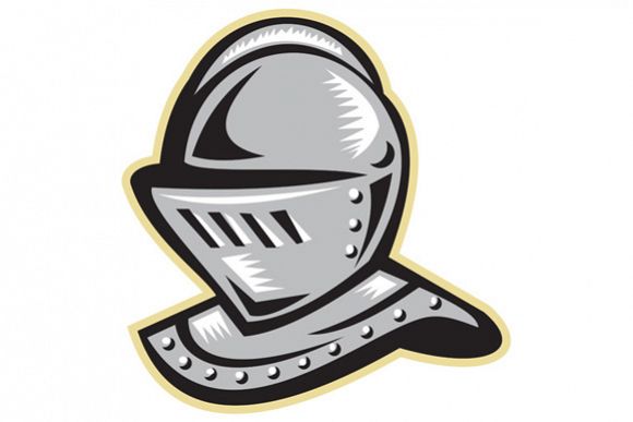 Knight Helmet Woodcut example image 1