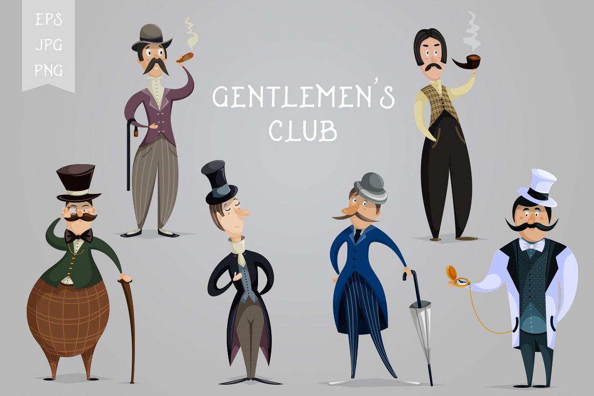 Gentlemen's club.Cartoon characters example image 1