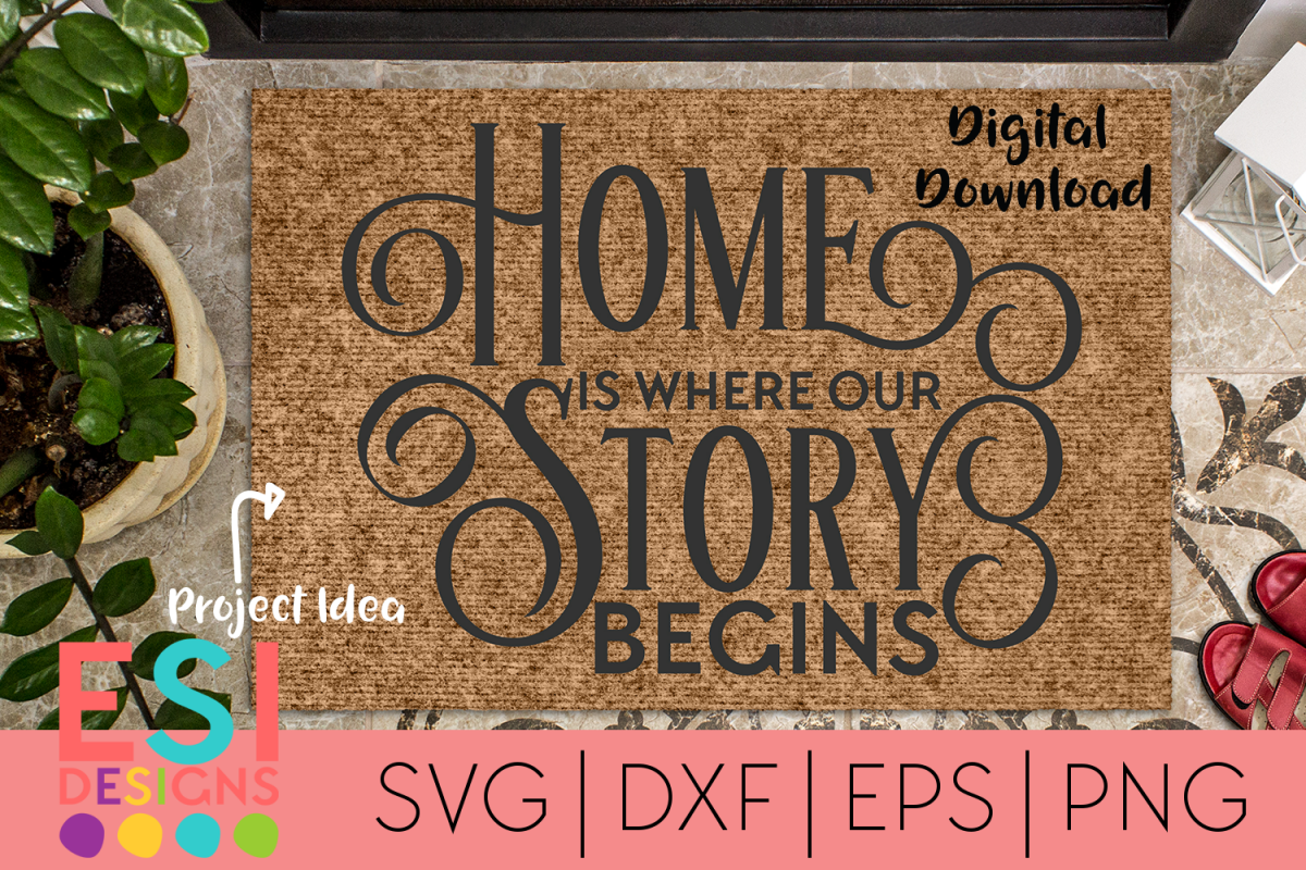 Family | Home is Where our Story Begins | SVG, DXF, EPS, PNG example image 1