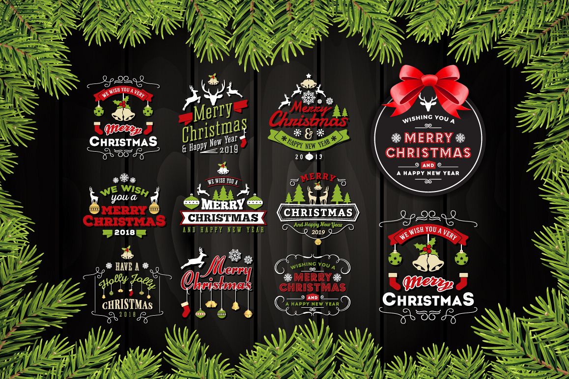 Set of Christmas and New Year Labels/Logo Badges example image 1
