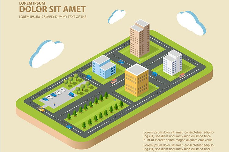 Flat isometric city example image 1