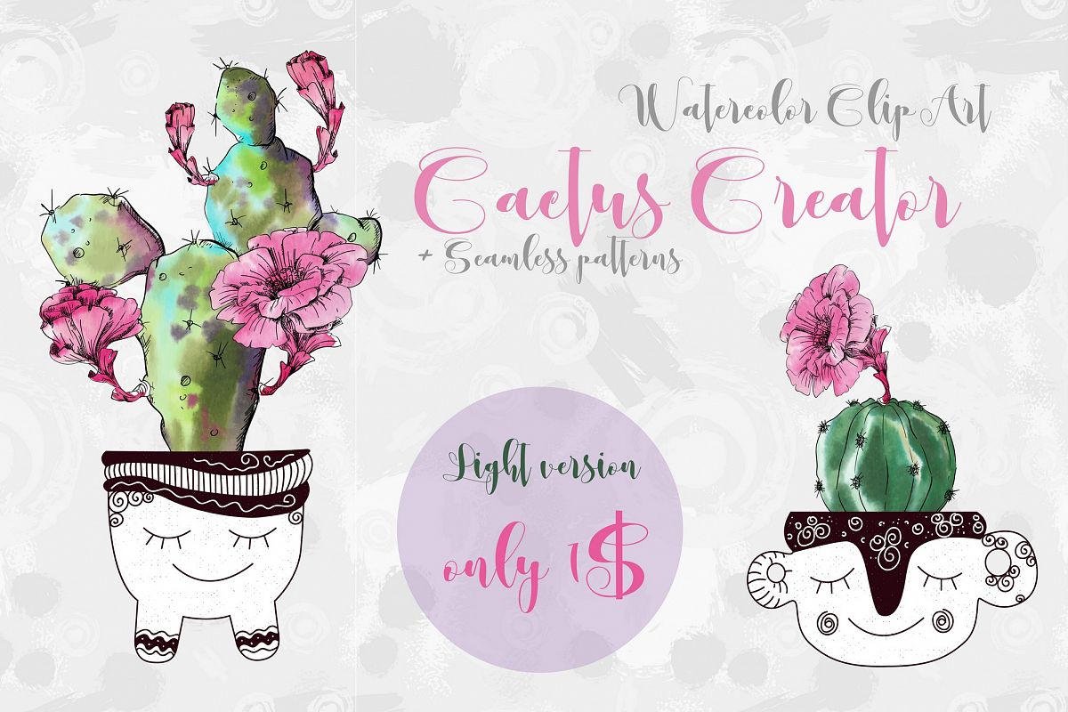 Watercolor Cactus Creator Light Version example image 1