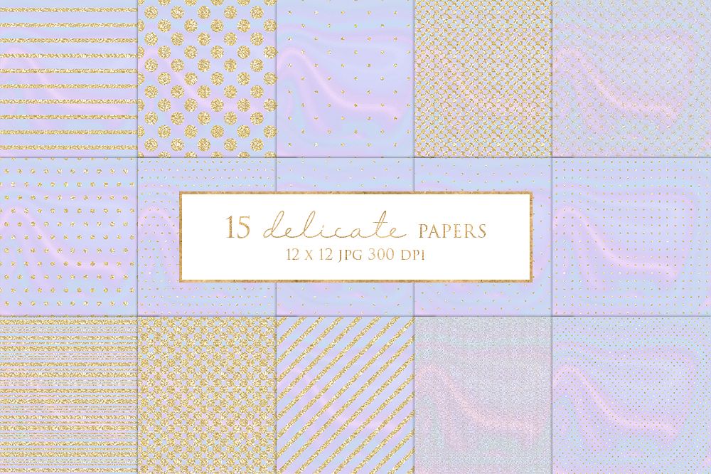 15 Gold Glitter Stripes and Dots Digital Paper Pack example image 1