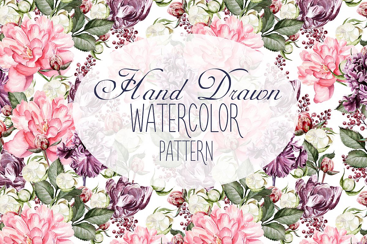 10 Hand Drawn Watercolor Pattern example image 1