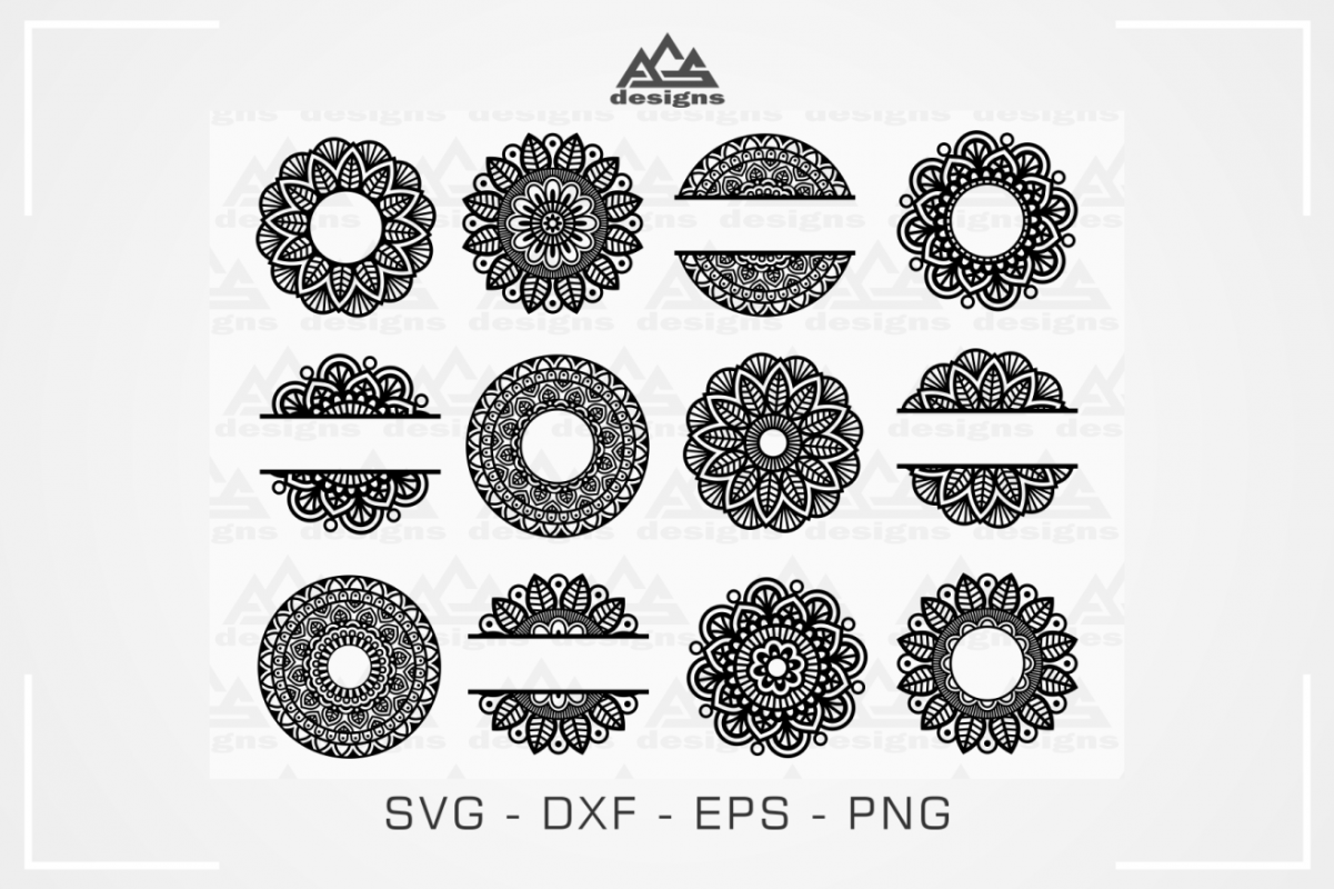 Download Mandala Monogram Frame Bundle Svg Design (373618) | Cut ...