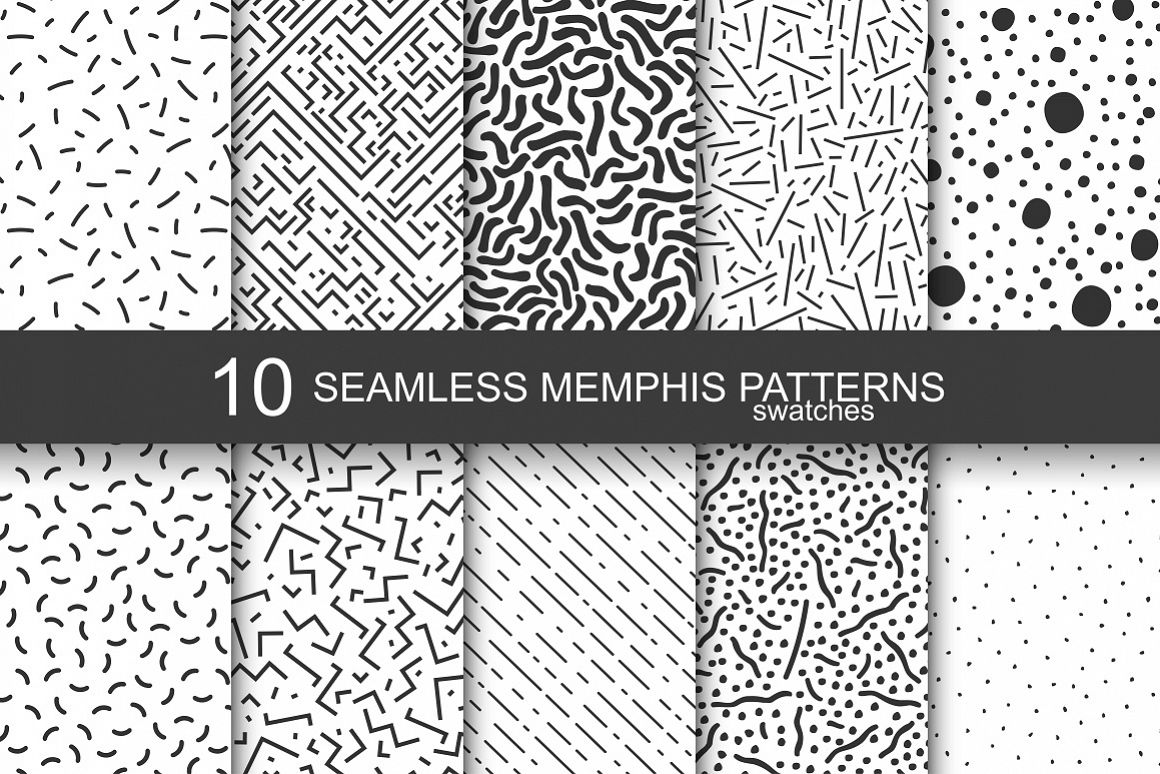 Memphis seamless patterns - swatches example image 1