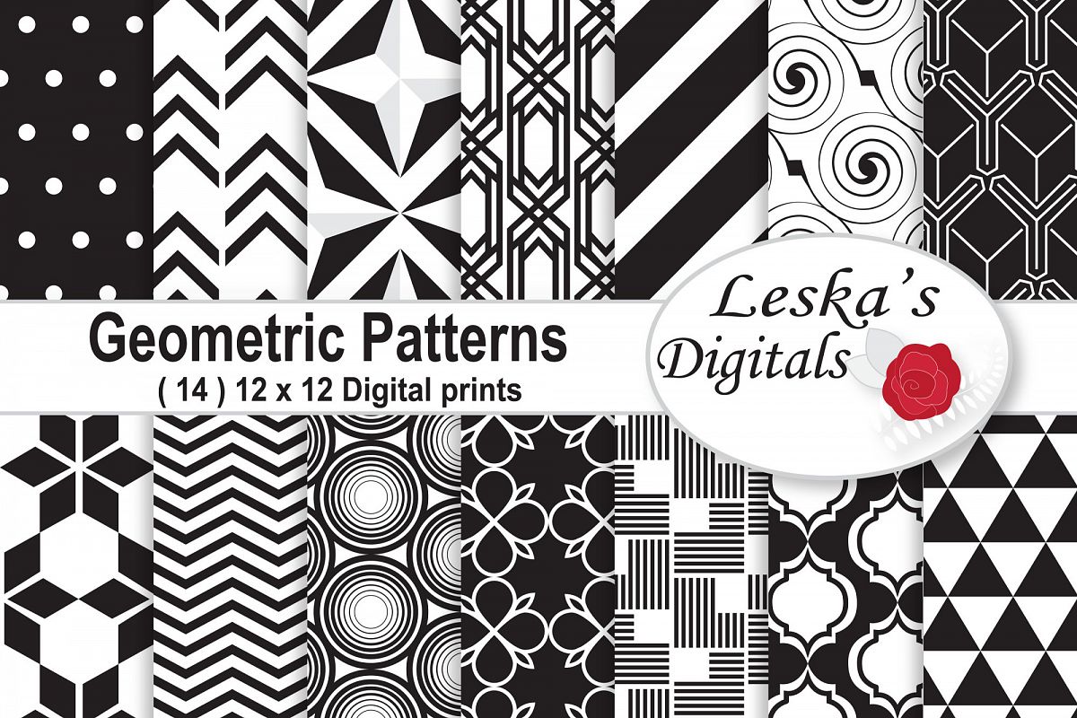 Black and White Digital Paper example image 1