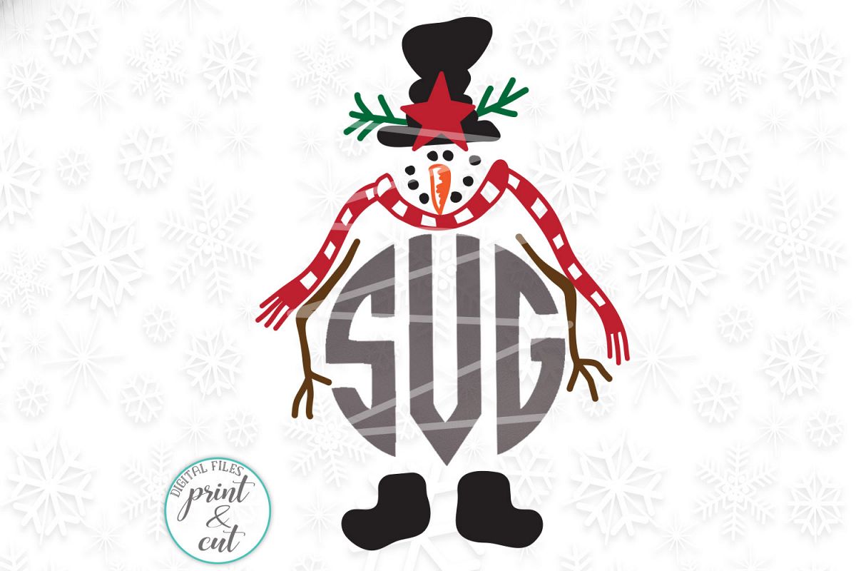 Download Snowman Christmas Monogram Cute vintage old style svg cut