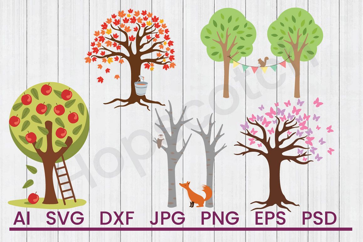 Trees SVG Bundle, DXF File, Cuttable File example image 1
