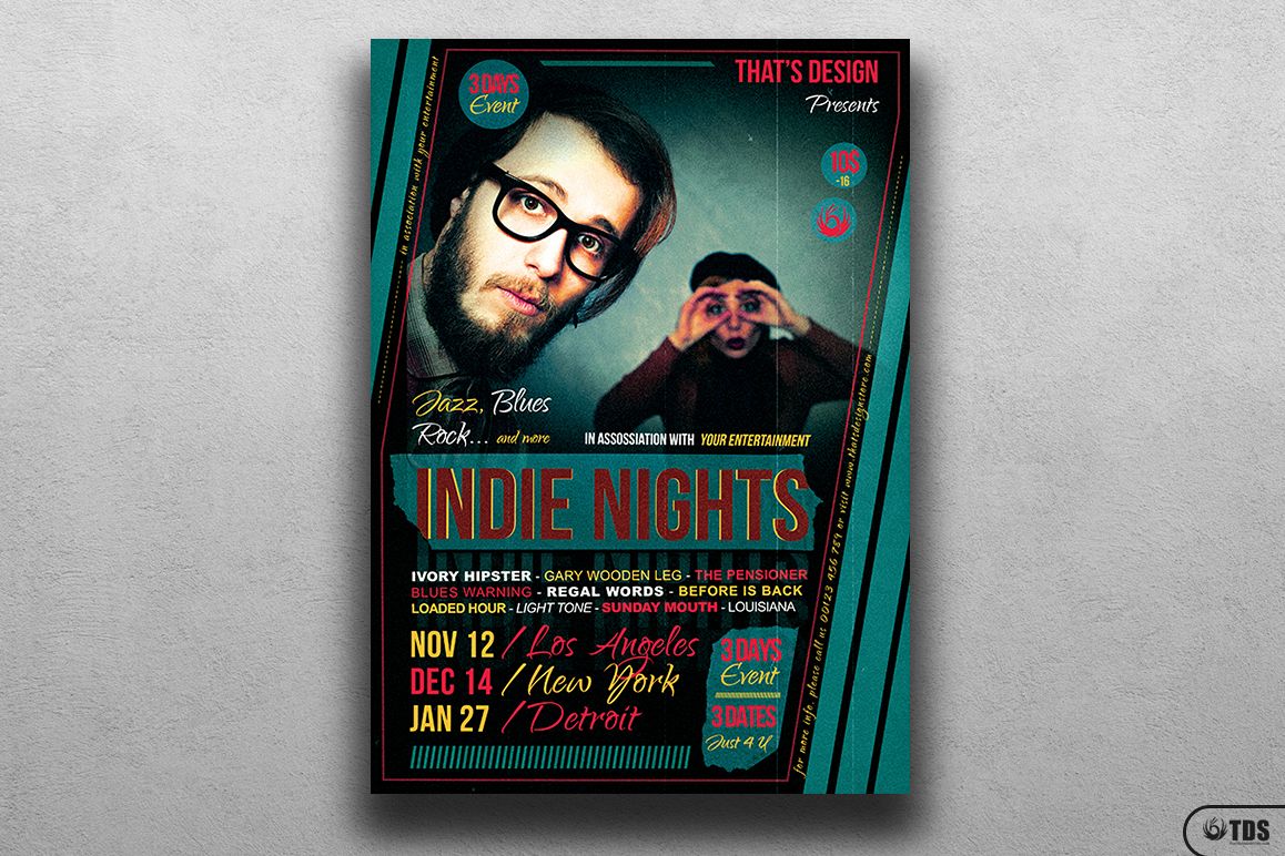 Indie Nights Flyer Template example image 1