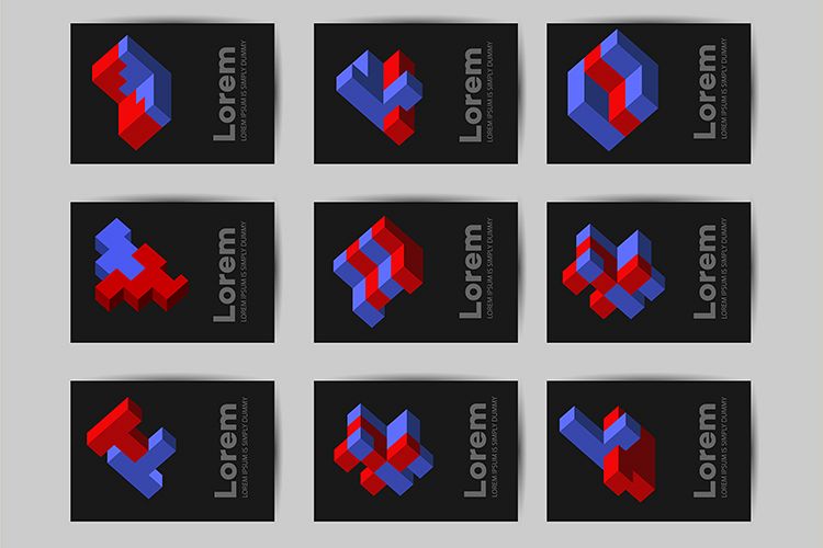 Business cards template Isometric example image 1