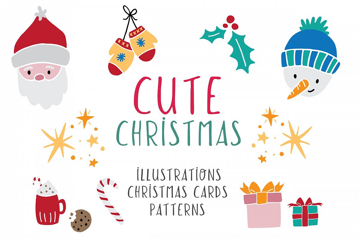 Cute Christmas illustrations, cards & patterns