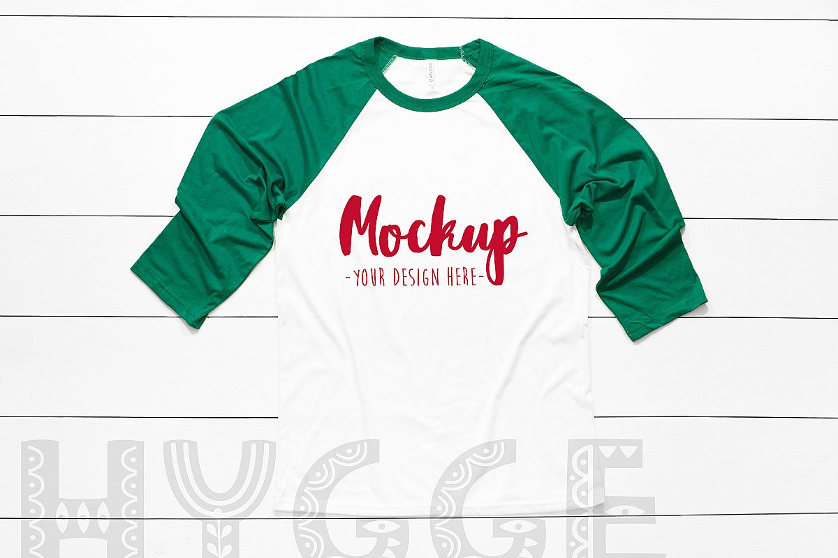 Download Bella Canvas 3200 Kelly White Christmas Raglan Mockup ...