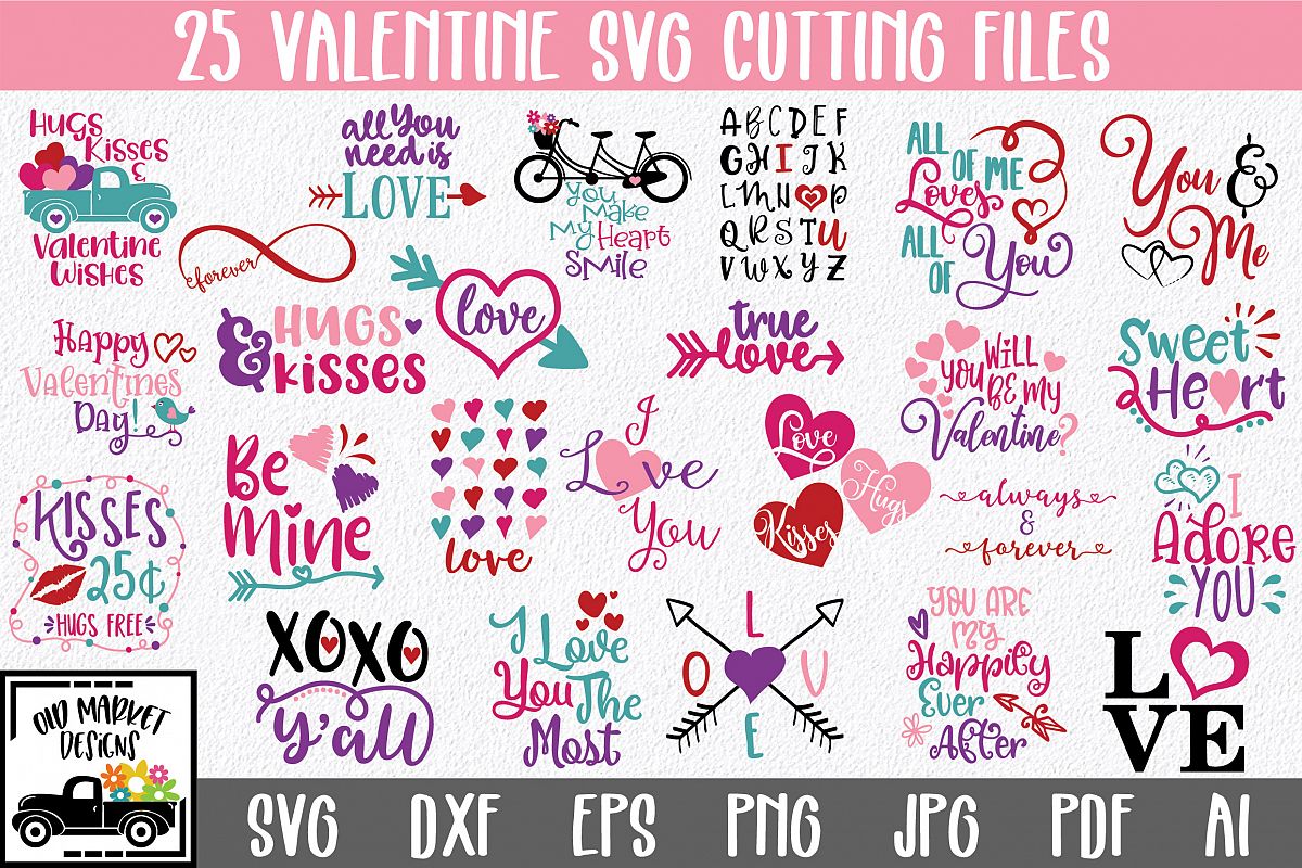 Valentine SVG Bundle with 25 SVG Cut Files DXF EPS PNG