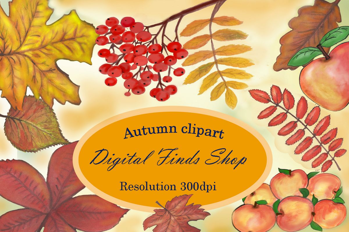 Fall leave Autumn clipart,watercolor fall clipart example image 1