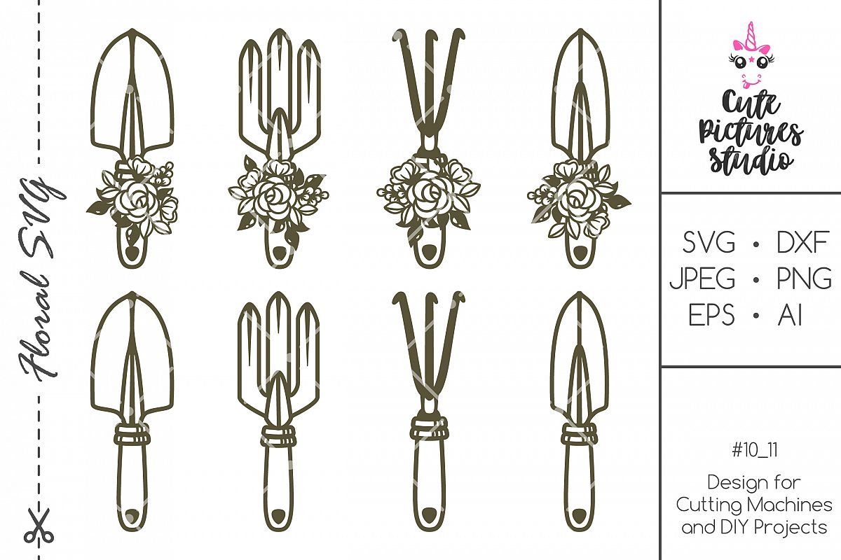 Download Floral Gardening Tools SVG cut file, Gardening trowel SVG