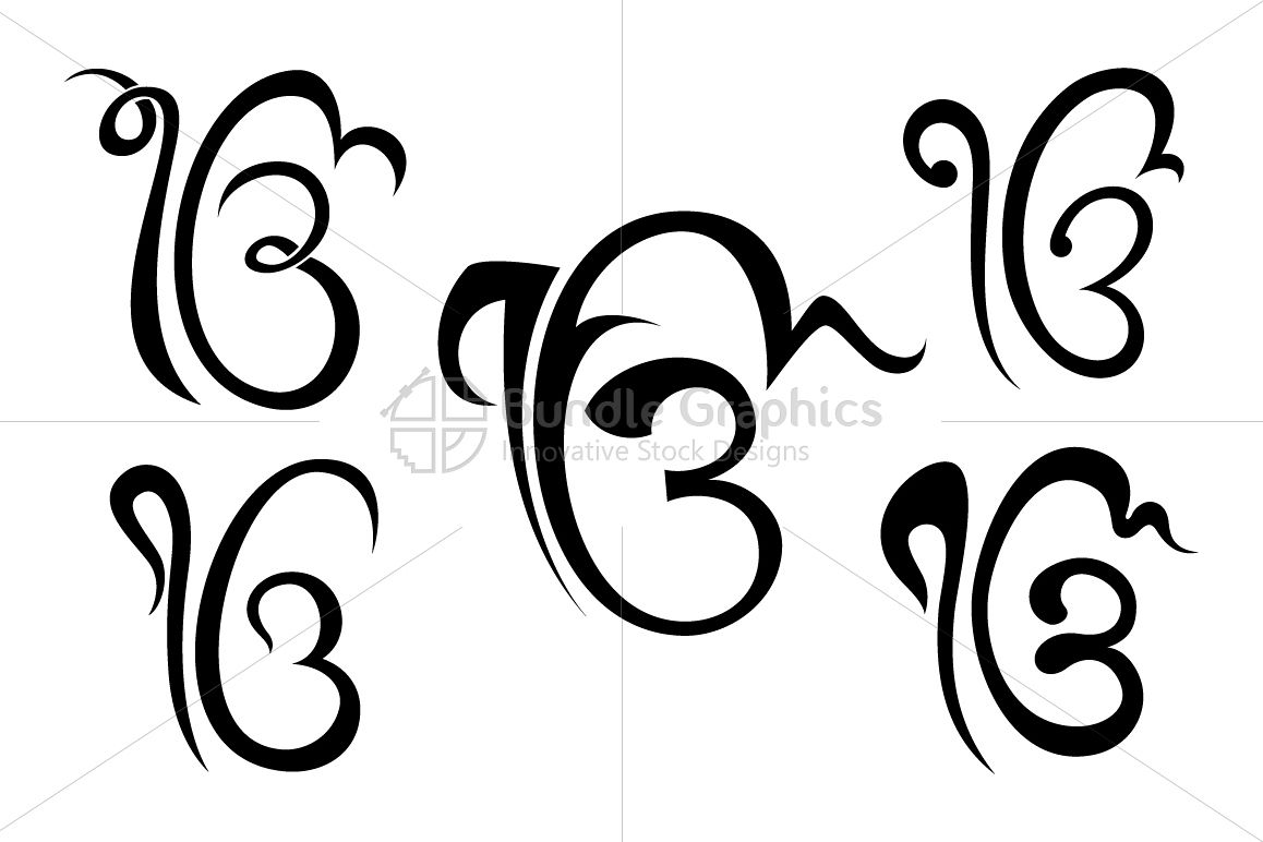 Ik Onkar - Sikh Religious Symbol Calligraphic Set example image 1