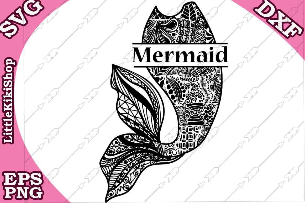 Mermaid Tail Monogram Svg,Mandala Mermaid Svg, Zentagle ...