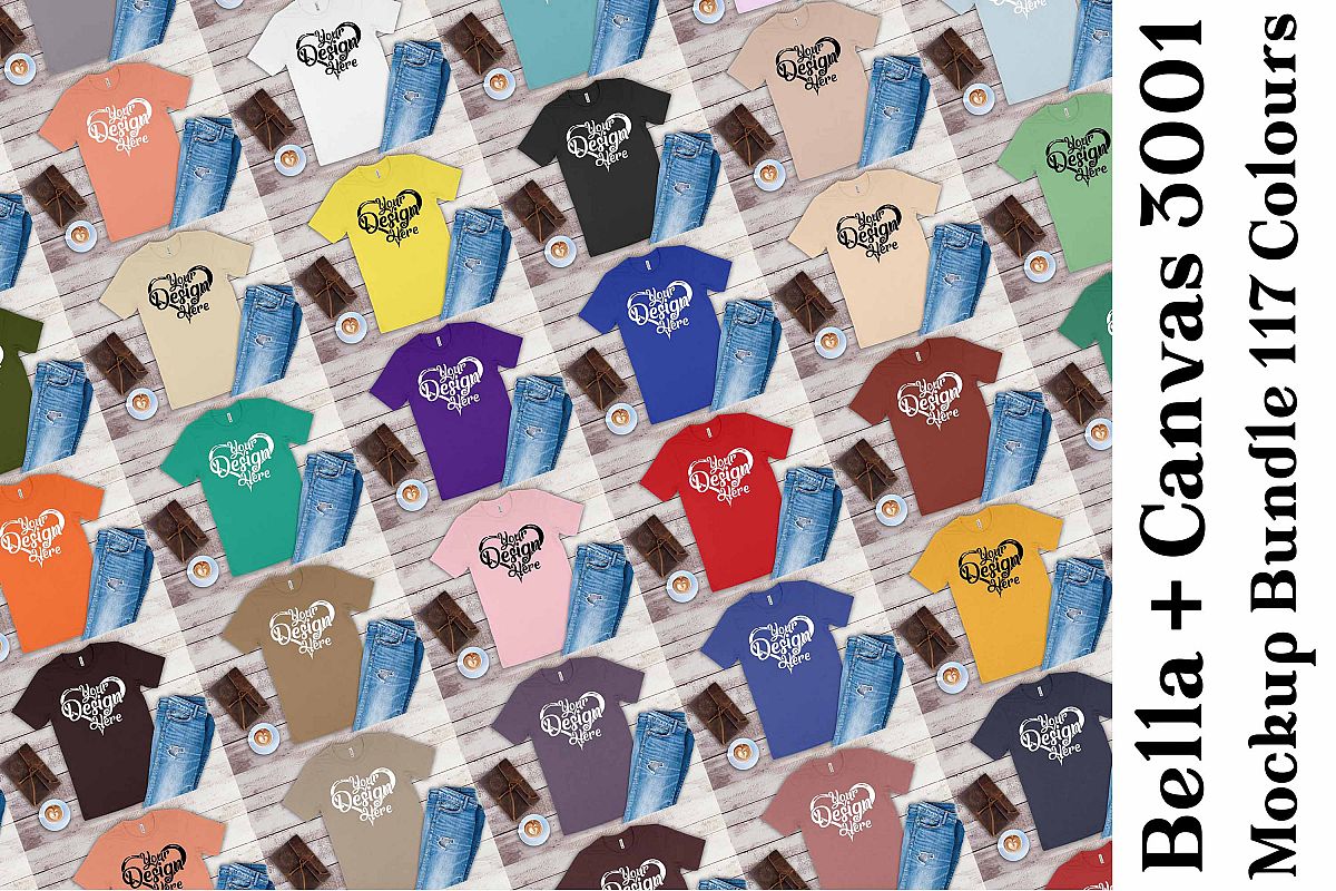 Bella Canvas 3001 Mockup Bundle Flat Lay T-Shirt Mock Up 006 example image 1