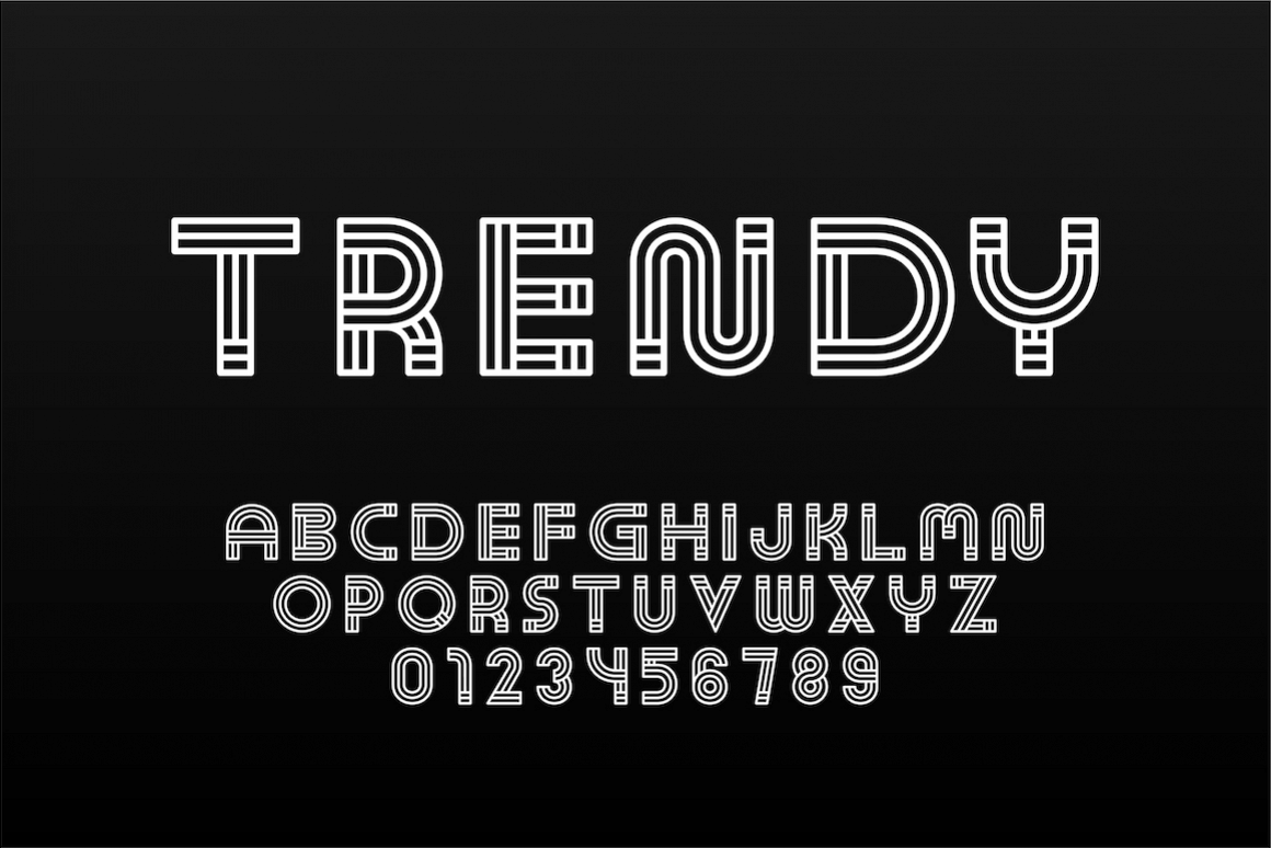 English trendy striped alphabet example image 1