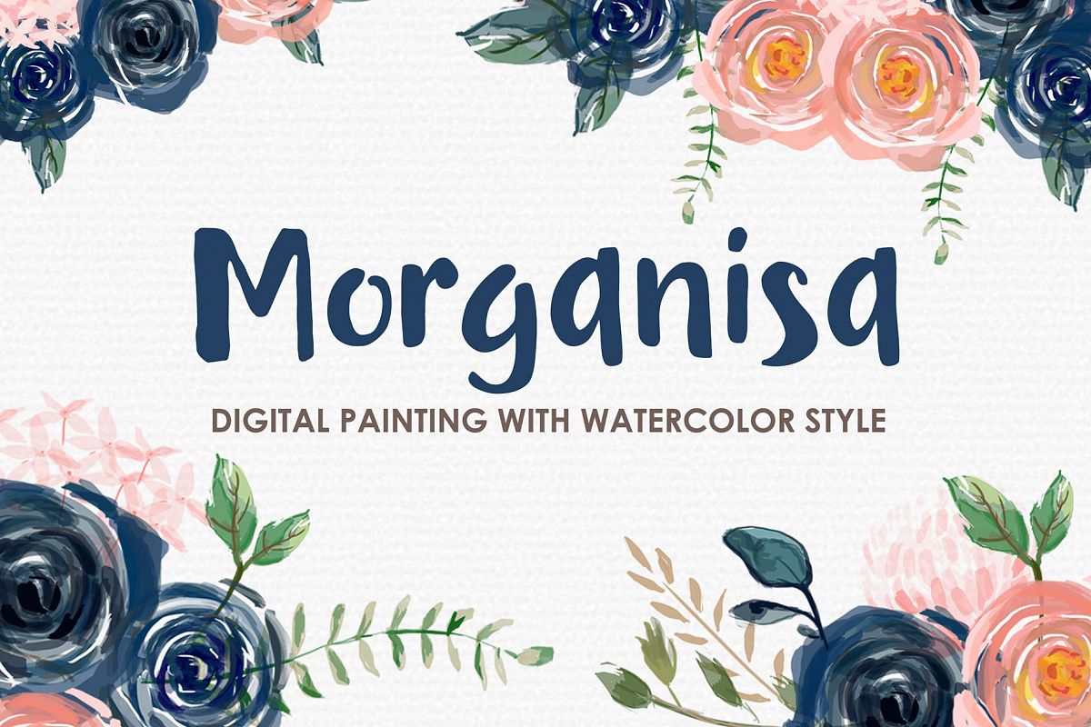 Morganisa - Digital Watercolor Floral Flower Style Clipart example image 1