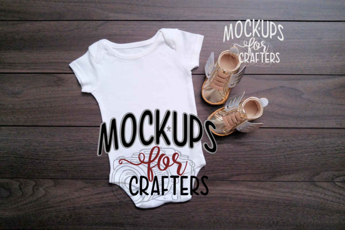 MOCK-UP - White one-piece baby outfit example image 1