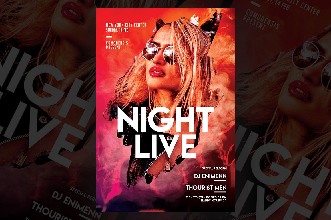 Night Live Party Flyer Templates example image 1
